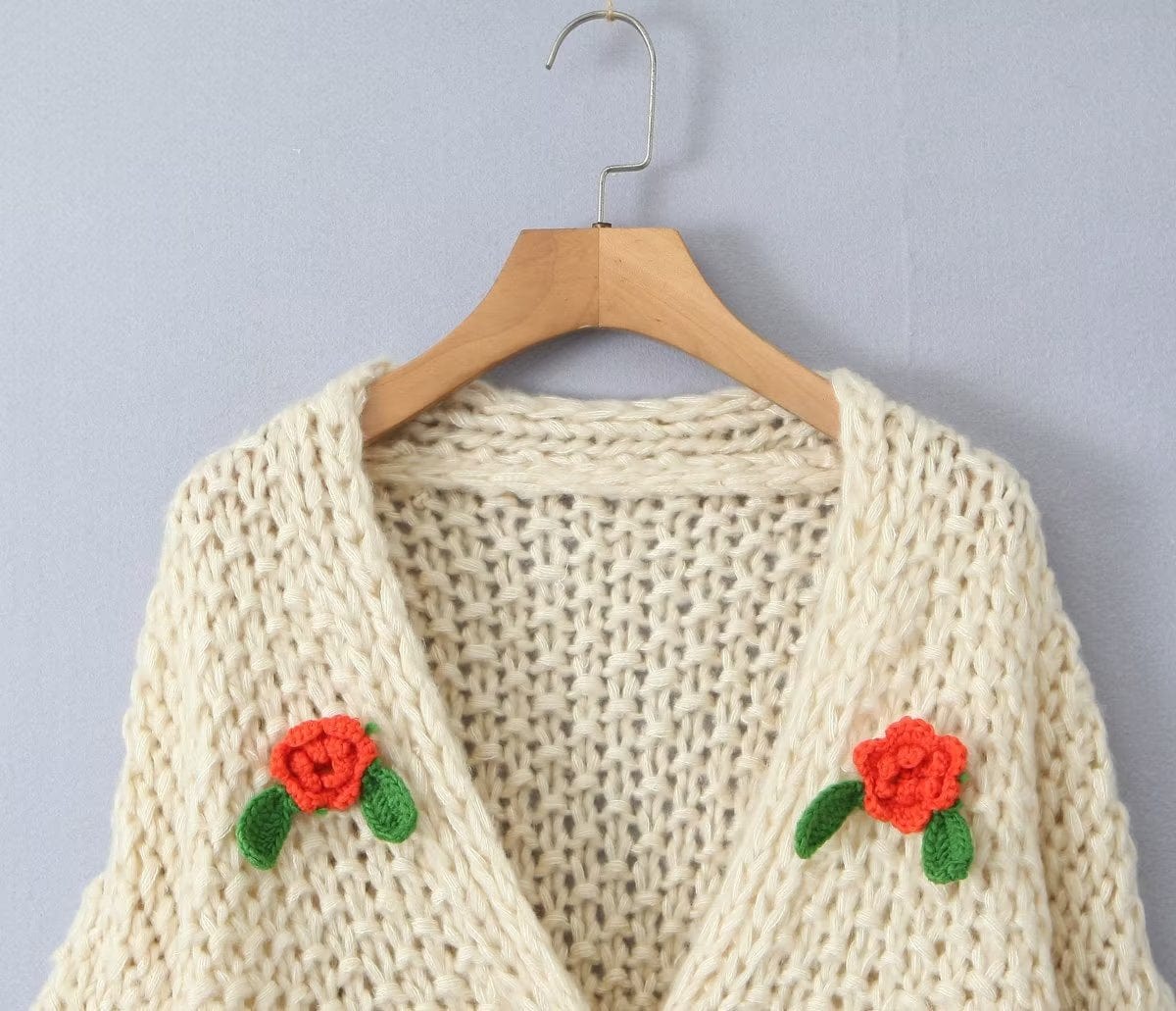 GoodMe One Size / Apricot Sweet Gentle Handmade Colorful Floral Sweater Autumn Loose Lazy Top Western Youthful Looking Cardigan Coat
