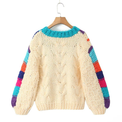 GoodMe One Size / Ivory Lilac Retro Sweater