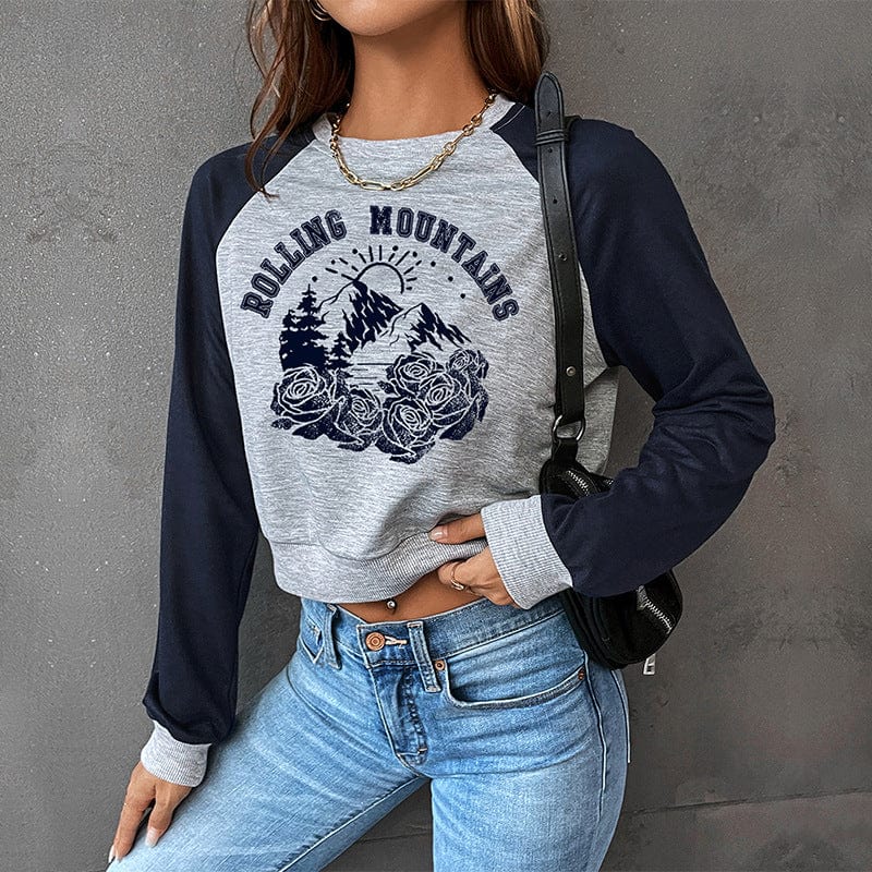 HUNDRED Autumn Women Clothing Long Sleeve Letter Graphic Print Sweatshirt Women