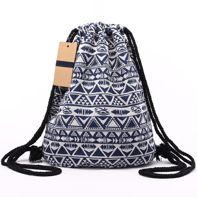 Tribal Pattern Canvas Drawstring Backpack