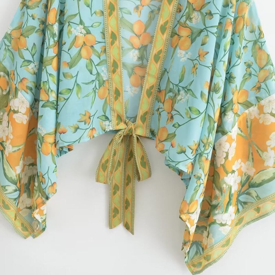 JiaJia One Size / Mint Green Amara Floral Crop Kimono