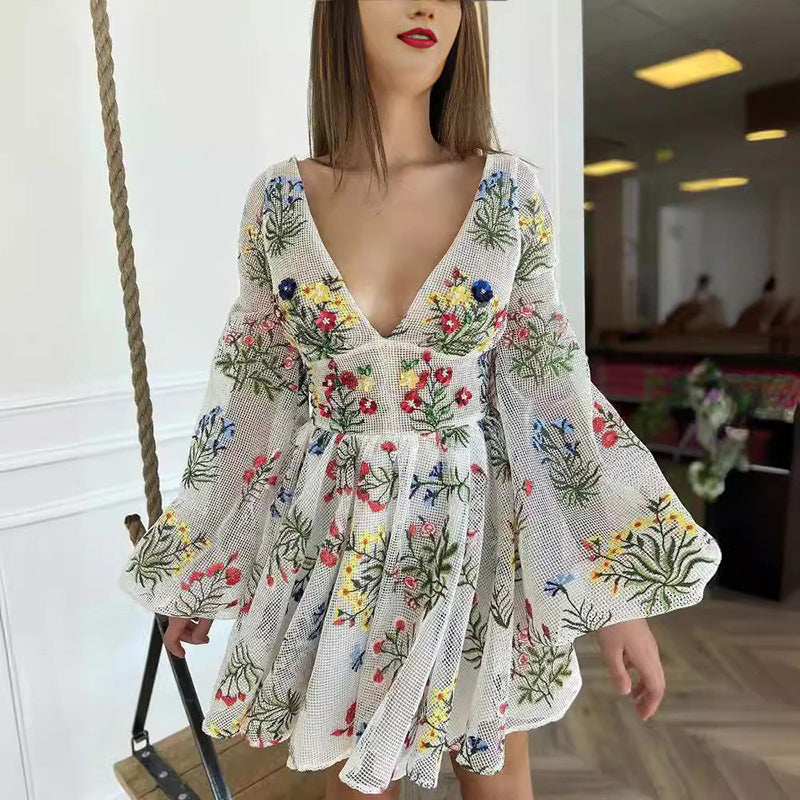 Maris Embroidered Mini Dress