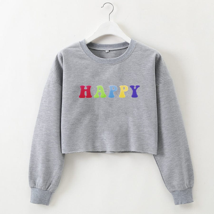 OSHYA S / Gray Happy Crop Sweatshirt