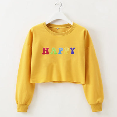 OSHYA S / Yellow Happy Crop Sweatshirt