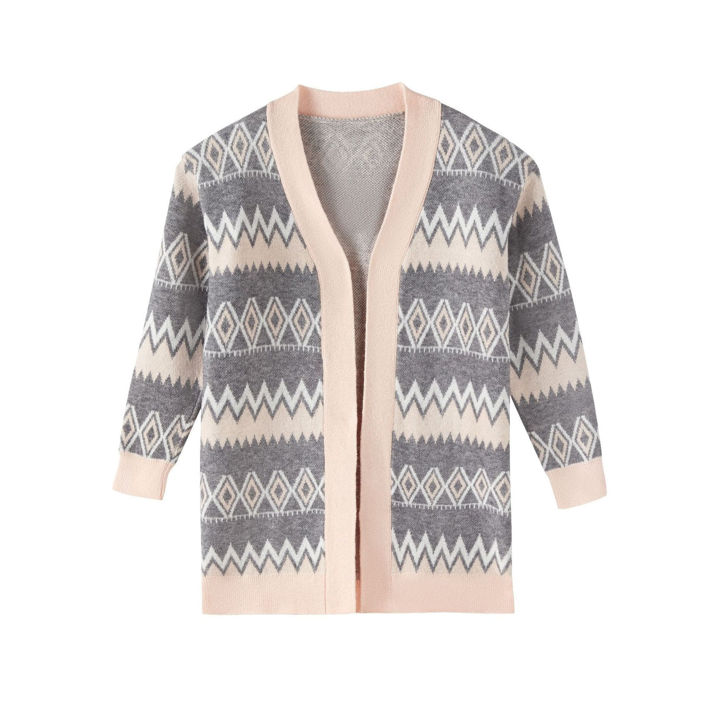 Owen S / Gray and pink Claire Geometric Print Cardigan