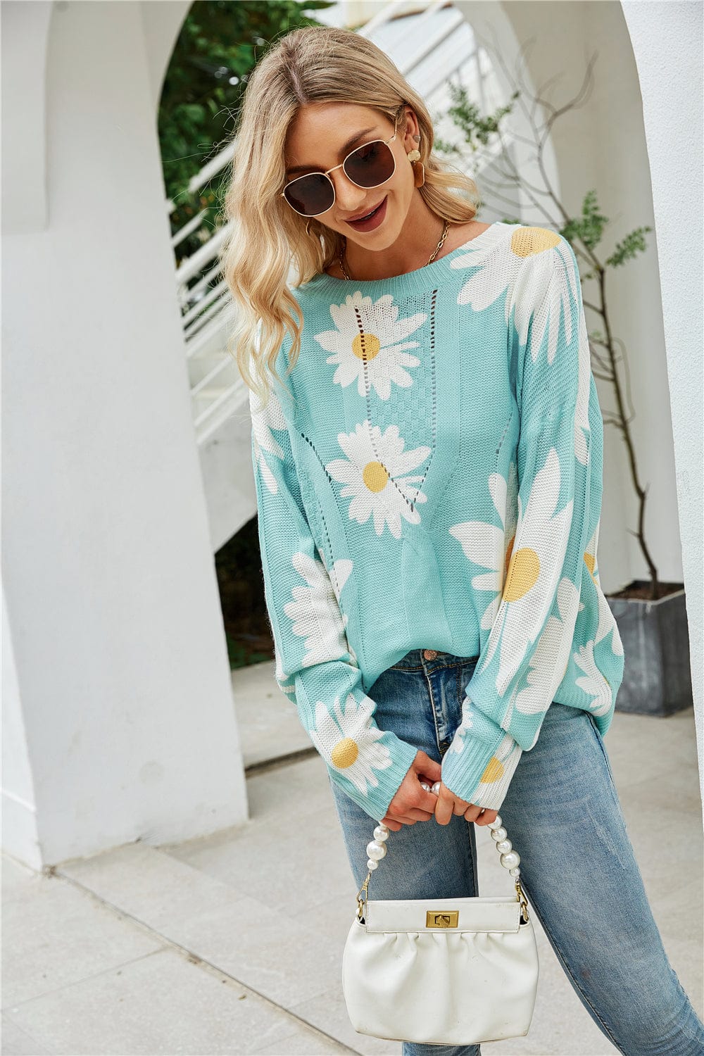 PettiCloth Indigo Floral Sweater
