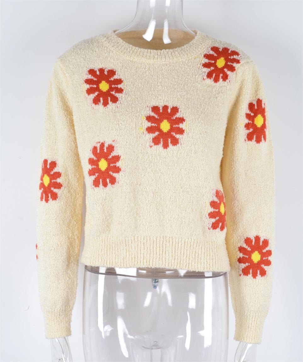 PettiCloth S / Apricot Oceane Floral Knitted Sweater