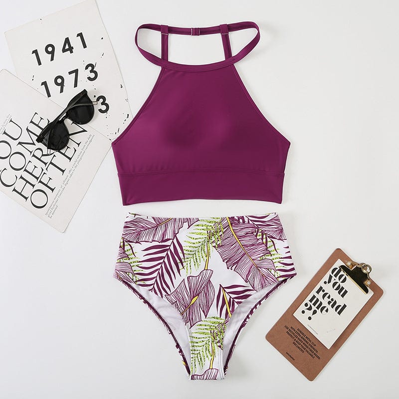 Philosophy S / Burgundy Island Bloom Tropical Print Bikini Set