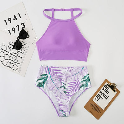 Philosophy S / Purple Island Bloom Tropical Print Bikini Set