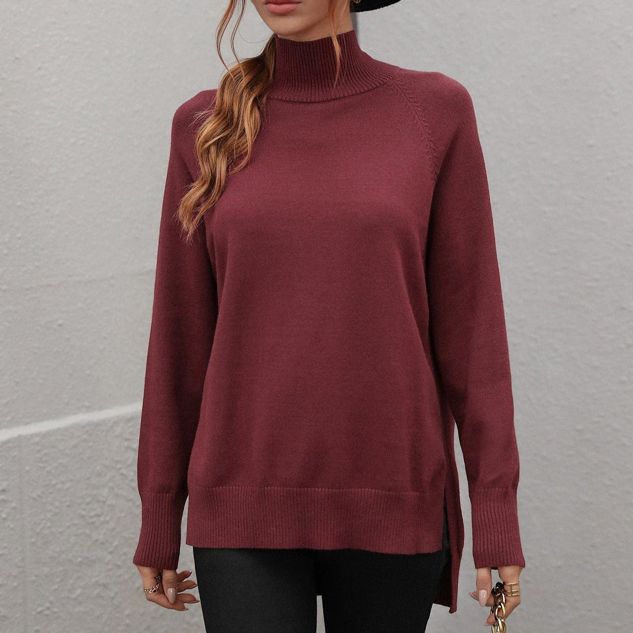 SERENDIPITY S / Jujube Red Hermione Turtleneck Sweater