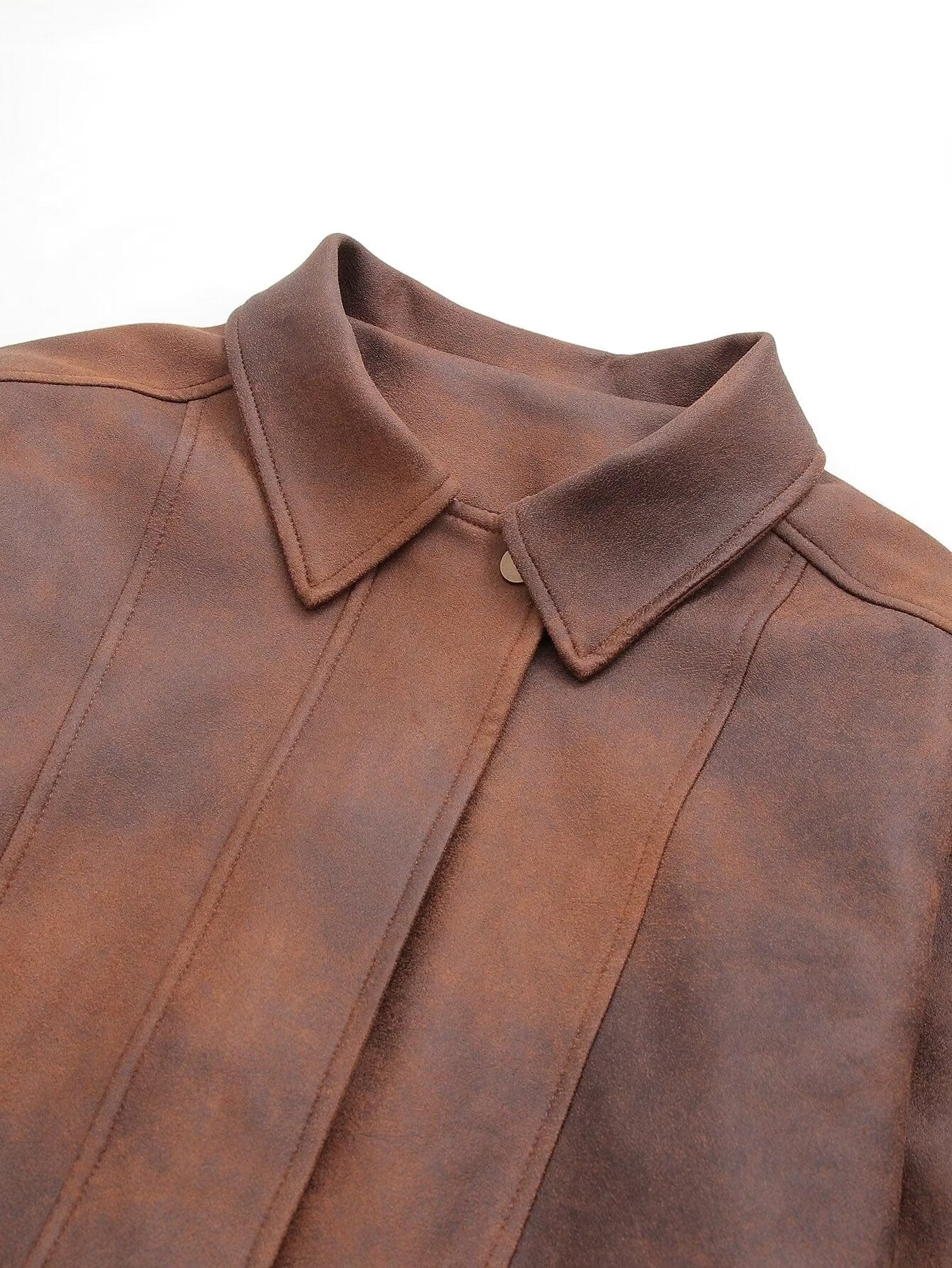 spotbaby Faux Leather Bomber Jacket In Brown