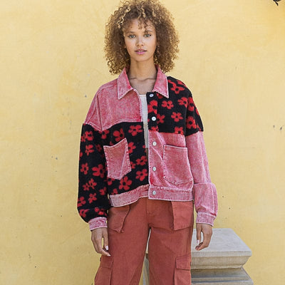 SugerStyle Siara Floral Patchwork Corduroy Jacket