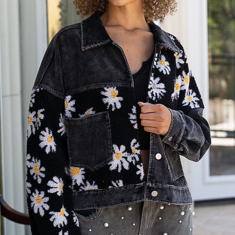 SugerStyle Siara Floral Patchwork Corduroy Jacket