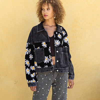 SugerStyle Siara Floral Patchwork Corduroy Jacket