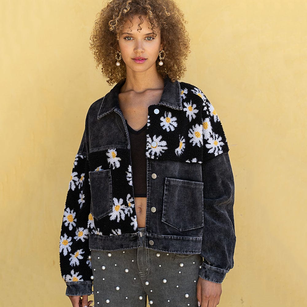 SugerStyle Siara Floral Patchwork Corduroy Jacket