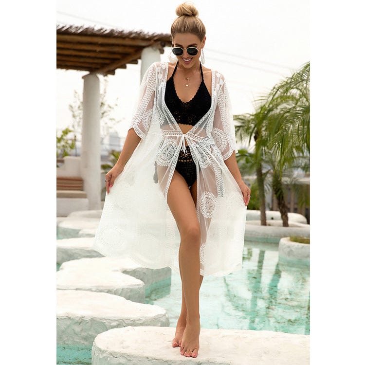 Tidee One Size / White Mayfield Cover Up Kimono