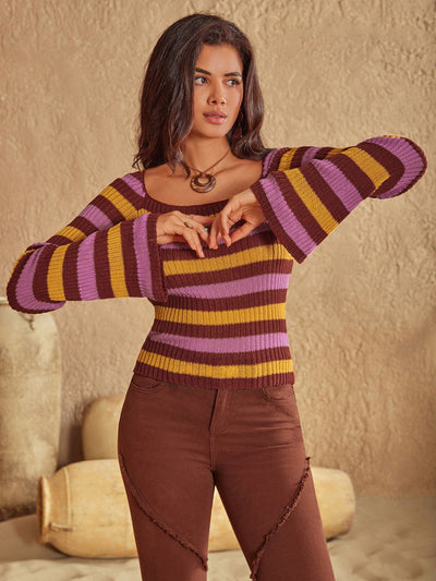 Timespool Persia Striped Knit Sweater
