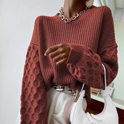 VIVIME One Size / Khaki Honeycomb Knitted Sweater