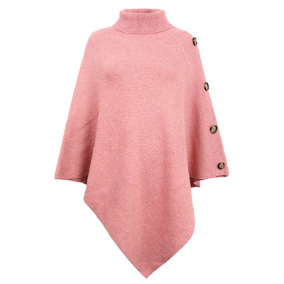 Wicked AF One Size / Pink Amaryllis Turtleneck Poncho Sweater