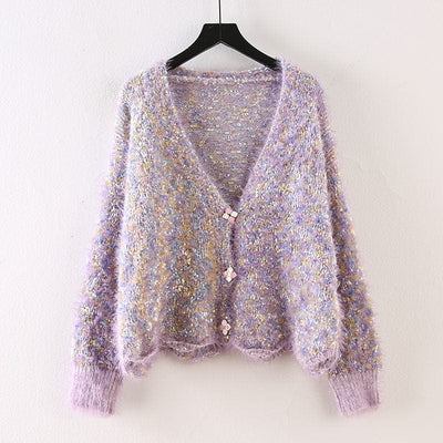 Wicked AF One Size / Purple Fidelia Knitted Cardigan