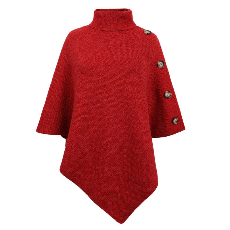 Wicked AF One Size / Red Amaryllis Turtleneck Poncho Sweater