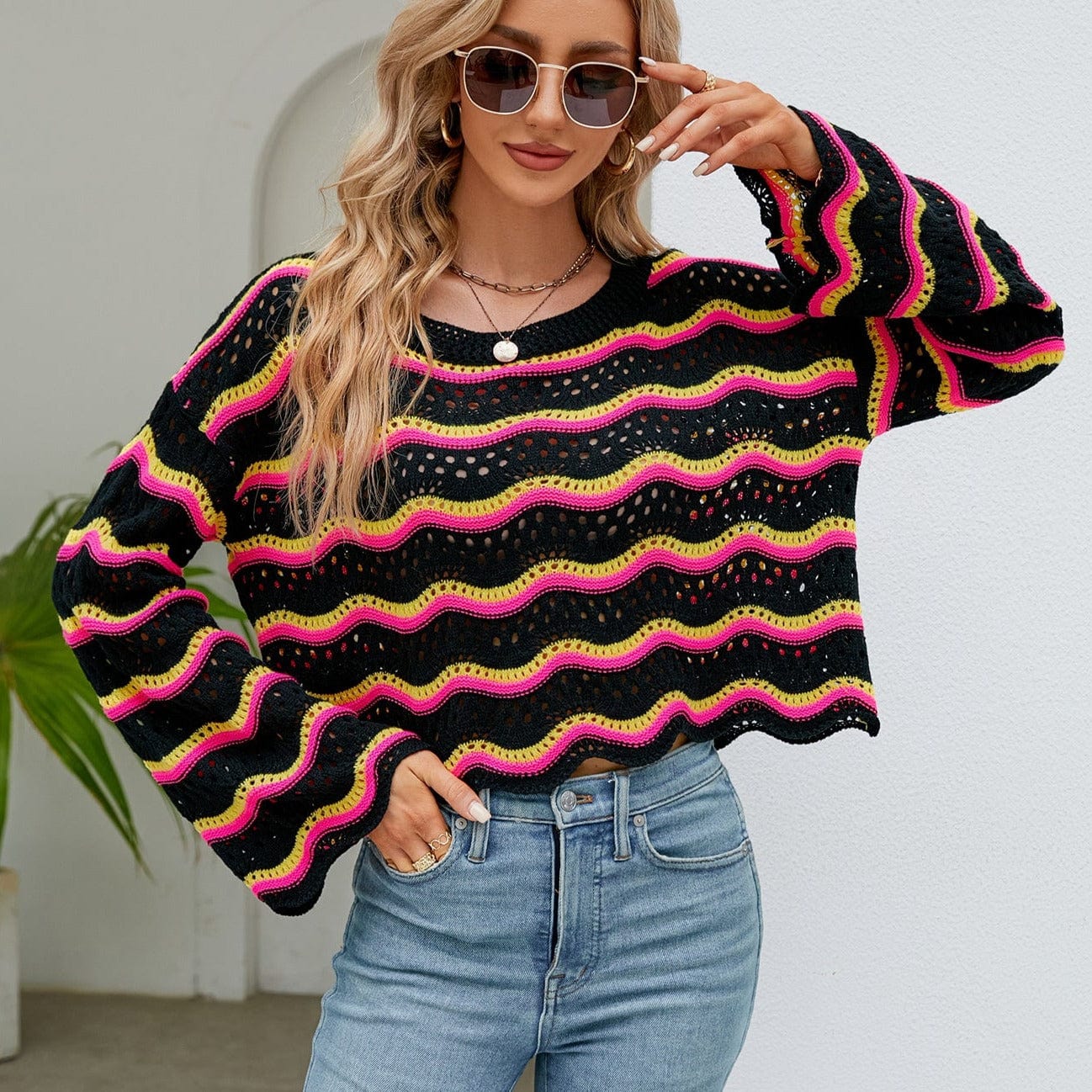 Wicked AF S / Black Jessamine Crop Knitted Sweater