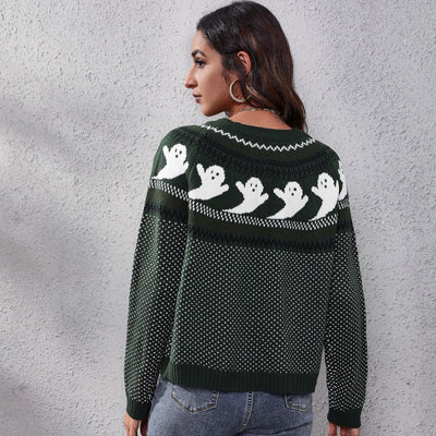 Wicked AF S / Blackish Green Halloween Knitted Sweater