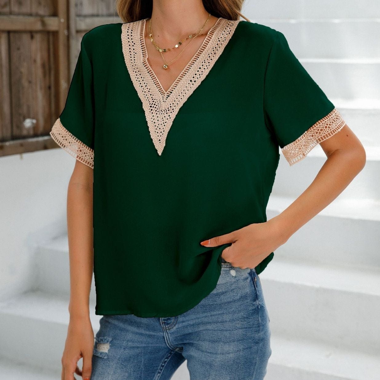 Wicked AF S / Green Petunia Boho Blouse
