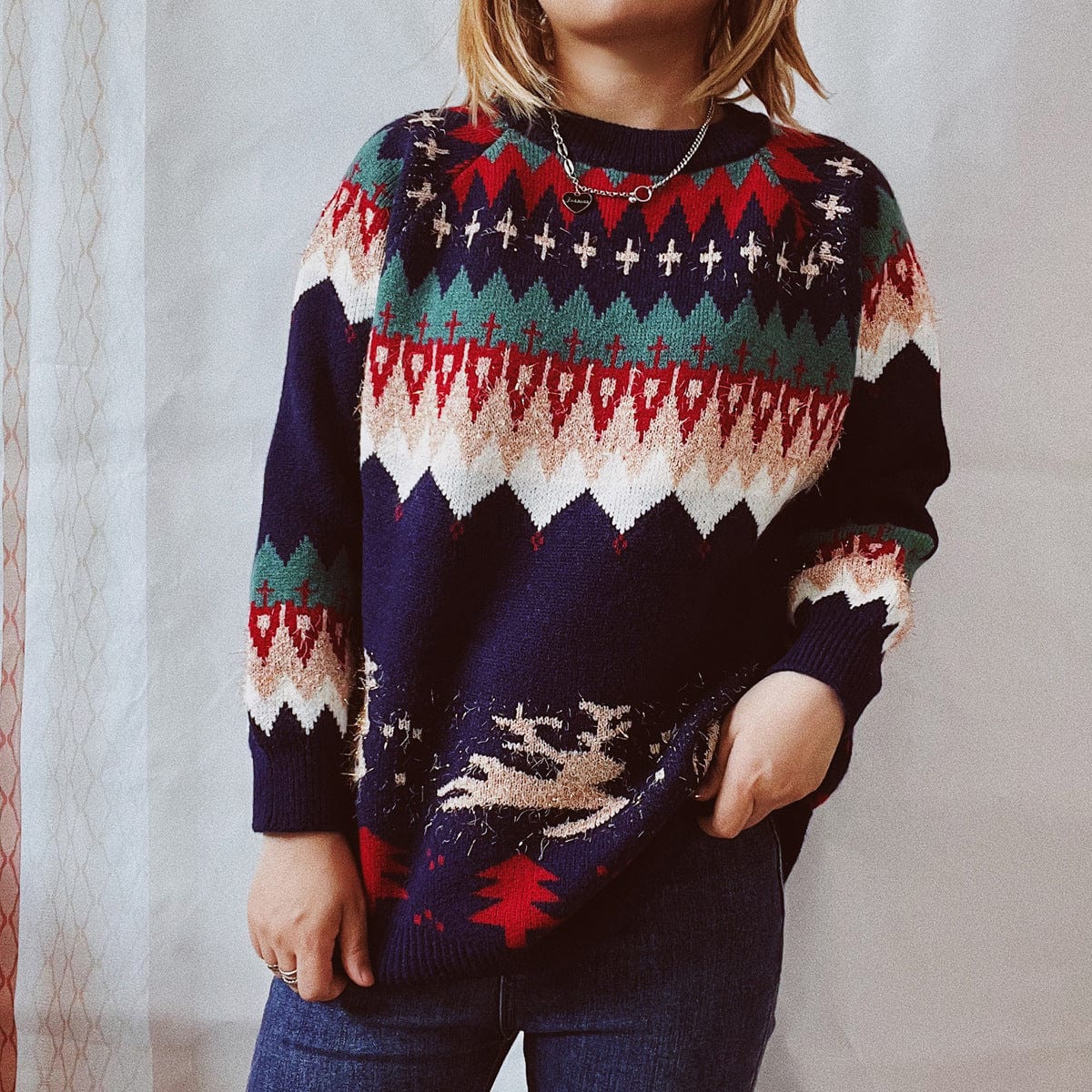 Wicked AF S / Navy Blue Holly Christmas Sweater