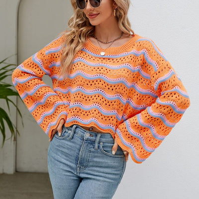 Wicked AF S / Orange Jessamine Crop Knitted Sweater