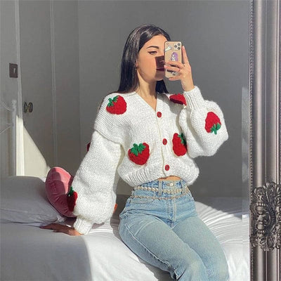 Wicked AF Strawberry On Top Cardigan