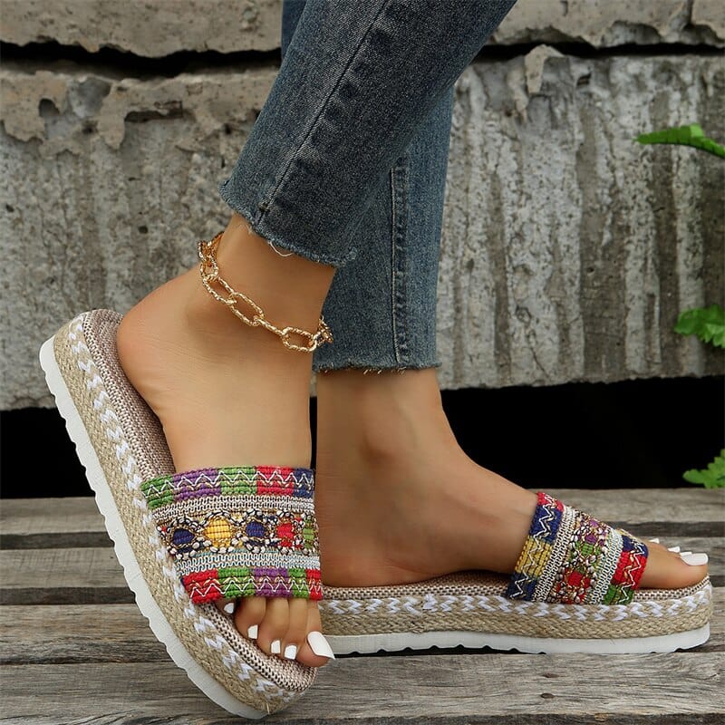 wickedafstore 0 Multicolor / 35 Boho Espadrille Platform Sandals