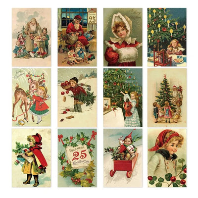 wickedafstore 12pcs Vintage Christmas Cards 12pcs