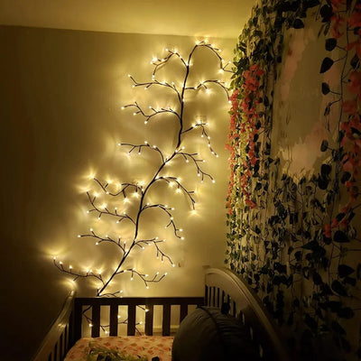 wickedafstore 144 LEDs Lighted Vine Tree for Home Bendable Branch Lights Indoor Willow Tree Lights for Christmas Party Wall Bookshelf Mantel