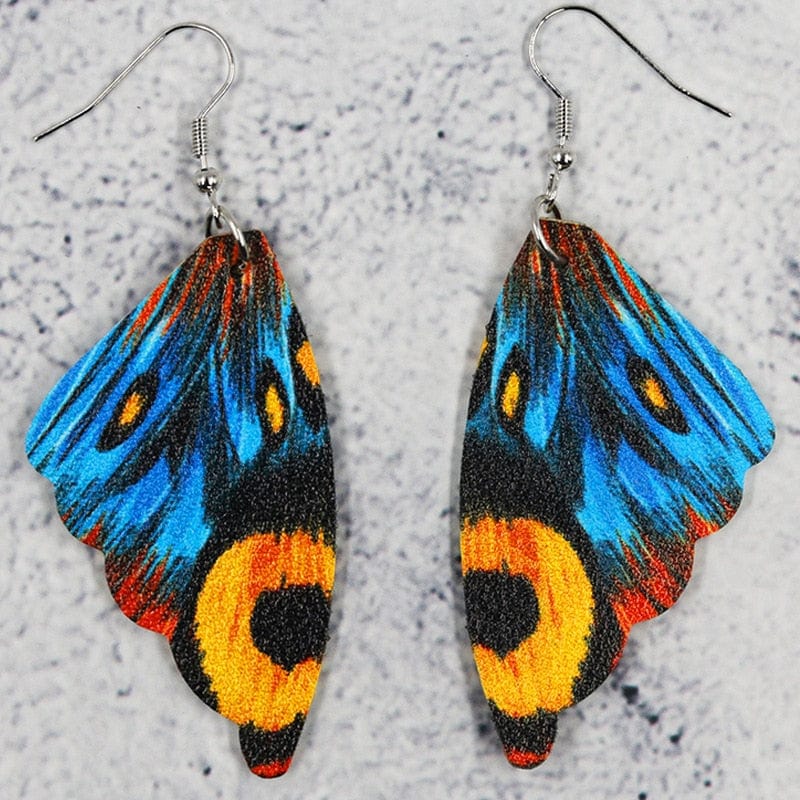 wickedafstore 2 2022 Vintage Colorful Butterfly Wings Earrings for Women Cool Fashion Cute Butterflies Wing Geometric Pendant Women Earring Gift
