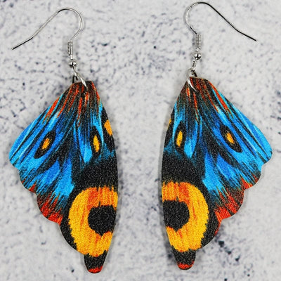 wickedafstore 2 2022 Vintage Colorful Butterfly Wings Earrings for Women Cool Fashion Cute Butterflies Wing Geometric Pendant Women Earring Gift