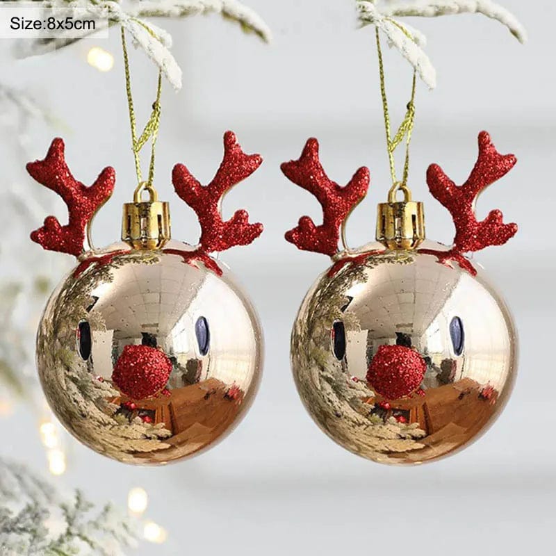 wickedafstore 2Pcs D 2pcs Elk Christmas Balls Ornaments Bauble Pendant Xmas Tree Hanging Balls Christmas Home Decorations Navidad 2022 Natal New Year