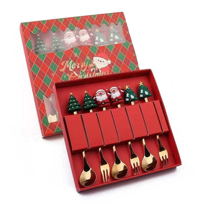 wickedafstore 6PCS-Red-A Christmas Spoon & Fork Gift Set
