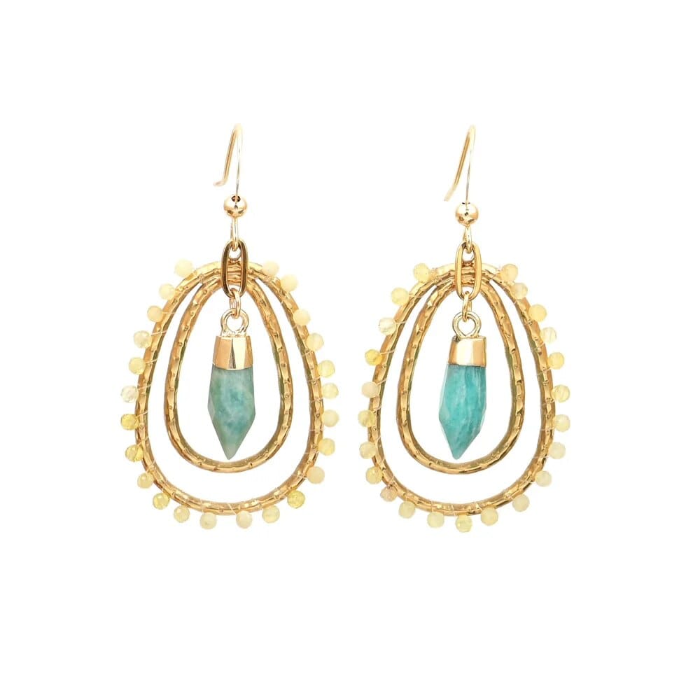 wickedafstore Amazonite Latest Design Fashion Women Natural Stone Earrings Elegant Polylaminate Earrings Most Special Gift for Women Wholesale