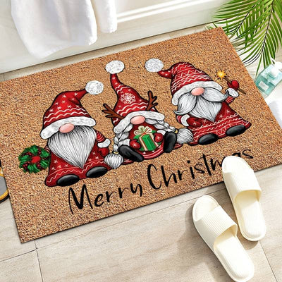 wickedafstore B Christmas Welcome Gnome Doormat Front Porch Rugs Welcome Mat Christmas Gnome Door Mat Indoor Outdoor Doormats Entrance Carpet