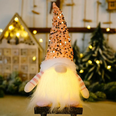 wickedafstore B-Pink (NO Battery) Christmas Gnome Light Decorations