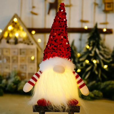 wickedafstore B-Red (NO Battery) Christmas Gnome Light Decorations