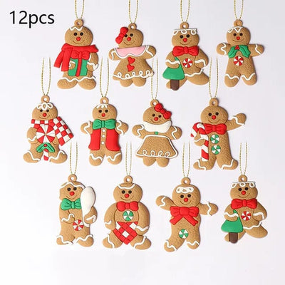 wickedafstore B01 Gingerbread Man Christmas Tree Ornaments 12pcs