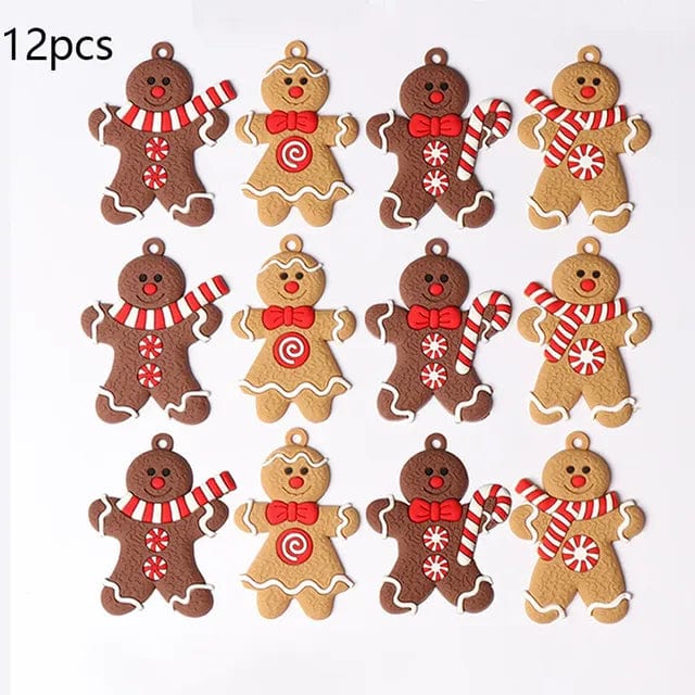 wickedafstore B02 Gingerbread Man Christmas Tree Ornaments 12pcs