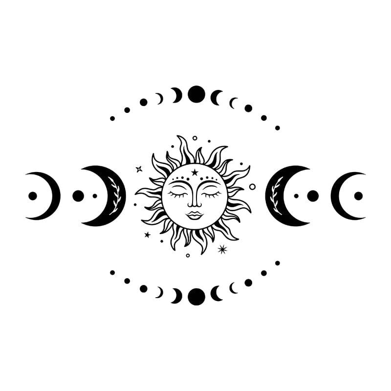 wickedafstore Black / S Mystical Sun and Moon Wall Stickers