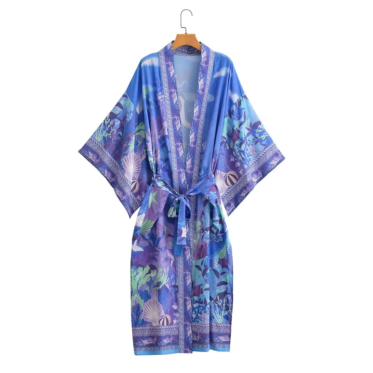 wickedafstore Blue / S Ariel Midi Kimono