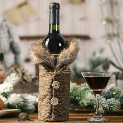 wickedafstore Brown Christmas Wine Bottle Decoration