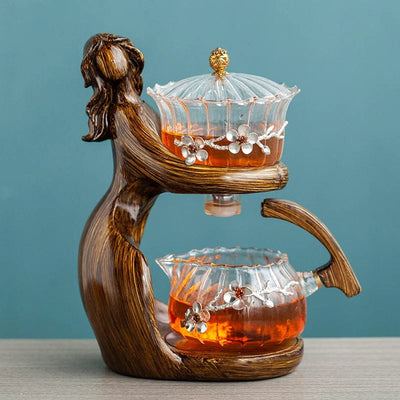 wickedafstore Brown Mother Earth Blossom Tea Set