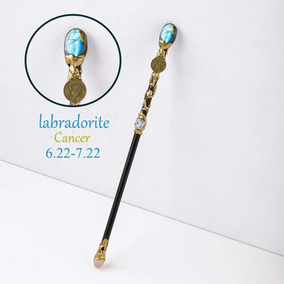 wickedafstore Cancer Natural Stone Zodiac Sign Wand