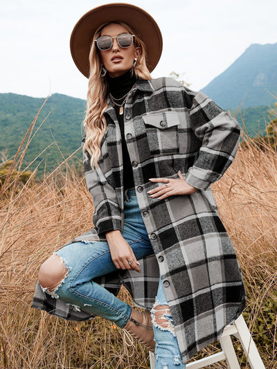 wickedafstore Celeste Longline Plaid Shacket